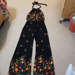 NWT Forever 21 Floral Halter Top Jumpsuit Size L